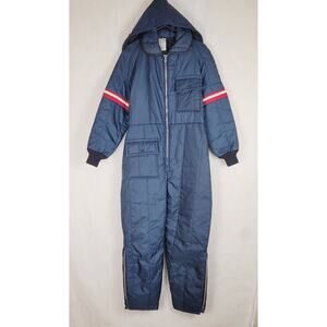 Vintage JC Penny Snowmobile Apparel blue snowsuit size 12/14 womens Retro Active